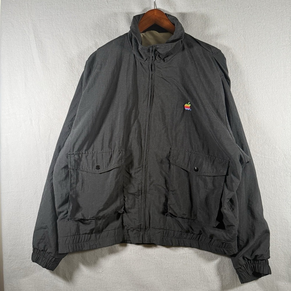 VTG 80s Apple Computer Macintosh Rainbow Logo GFS Employee Windbreaker Jacket XL